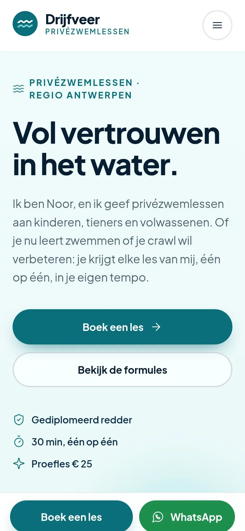 Drijfveer privézwemlessen op een gsm